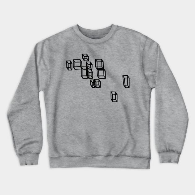 Black Floating Boxes Graphic Crewneck Sweatshirt by ellenhenryart